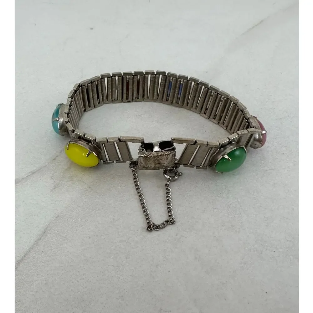 Vintage Sarah Coventry Bracelet with Multi Color Cabochons Preowned